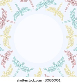 Line dragonfly frame. Vector illustration