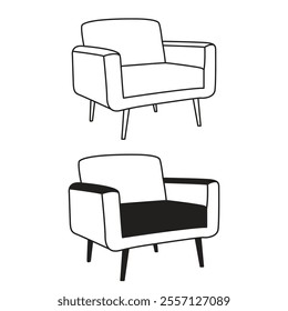 line draw art and silhouette armchair