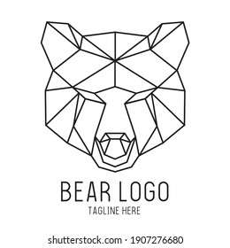 Line Draw Geometric Bear Head logo, perfect for IT service company  and brand fashion logo 