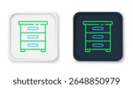 Line Drawer with documents icon isolated on white background. Archive papers drawer. File Cabinet Drawer. Office furniture. Colorful outline concept. Vector