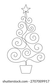 line drawing of abstract christmas tree