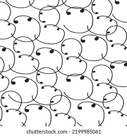 line drawing abstract face seamless pattern Vector Image.