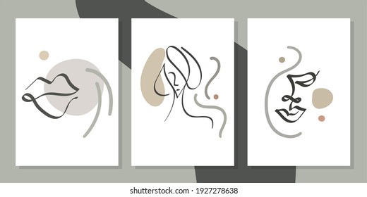 line drawing abstract faces. Modern continuous line art. Vector EPS10.