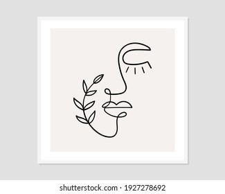  line drawing abstract faces. Modern continuous line art. Vector EPS10.