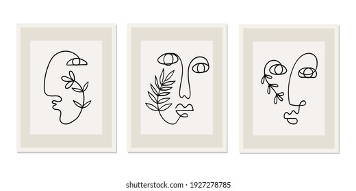 líneas dibujando caras abstractas. Arte de línea continua moderno. Vector EPS10.