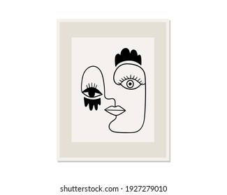 líneas dibujando caras abstractas. Arte de línea continua moderno. Vector EPS10.