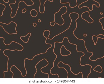 Line drawing of abstract forms and shapes. Red sketch one line hand drawn illustration isolated on black background. Minimalism contour art . Simple modern decor.