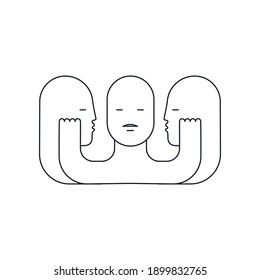 Line Drawing Abstract Humans. Contemporary Modern Flat Vector Illustration. Continuous Line Art of Humans Portrait. Minimalist Contour. Poster, Wall Art, Tote Bag, Mobile Case. 