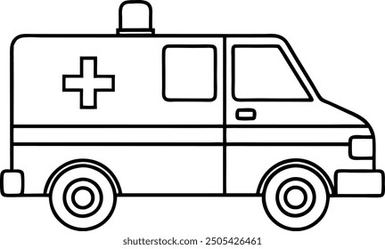 Line drawing of an ambulance rushing someone to the emergency room