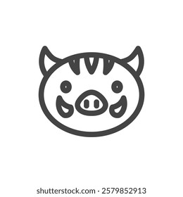 Line drawing animal single item icon boar