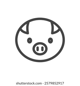 Line drawing animal single item icon pig