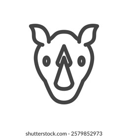 Line drawing animal single item icon rhinoceros