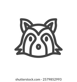 Line drawing animal single item icon raccoon