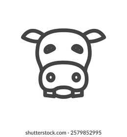 Line drawing animal single item icon hippopotamus