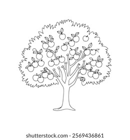 line drawing of an apple tree