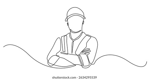 line drawing of architect standing with folded arms.line drawing of contractor with helmet.sign symbol,engineering,engineer and others