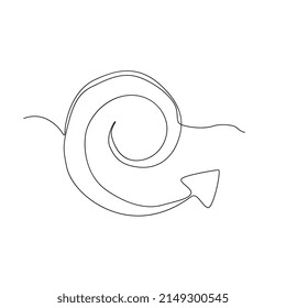 Line drawing arrow. Single draw direction icon, line art way pointer, continuous monoline drawing, one outline lineart arrow logo, linear vector illustration