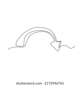 Zeilenziehpfeil Symbol für eine einzige Zeichenrichtung, Zeigerzeiger für die Linie, ununterbrochene Monoline-Zeichnung, ein Pfeil für die Umrisslinie, Logo für eine lineare Vektorgrafik