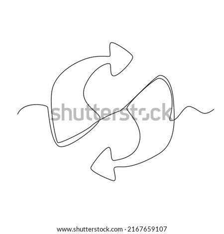 Line drawing arrow. Single draw direction icon, line art way pointer, continuous monoline drawing, one outline lineart arrow logo, linear vector illustration