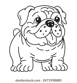 line drawing art of bulldog cartoon vector