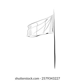 Line drawing. Line art - flag with three vertical stripes, Italy. Vector minimalist design