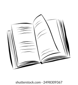Dibujo de líneas. Arte lineal de un libro abierto. Vector minimalista