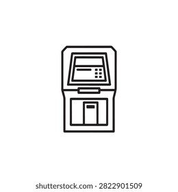 Line drawing of automated teller machine with card slot