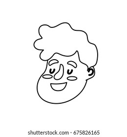 line drawing avatar happy man face with hairstyle design