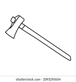 Line drawing of an ax. Isolated vector illustration.