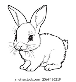 A line drawing of a baby rabbit