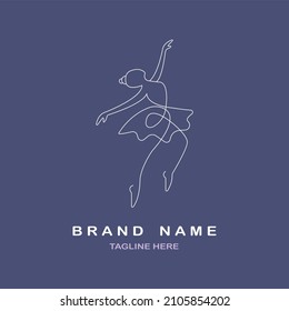 line drawing ballerina in ballet motion dance style logo template design vector for brand or company and other