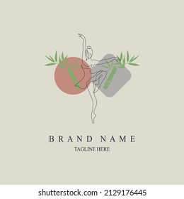 line drawing ballerina in ballet motion dance style logo template design vector for brand or company and other