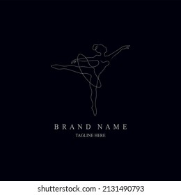 line drawing ballerina in ballet motion dance style logo template design vector for brand or company and other