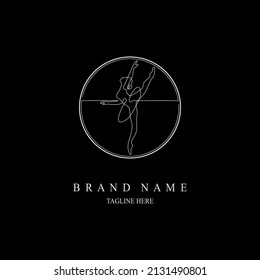 line drawing ballerina in ballet motion dance style logo template design vector for brand or company and other