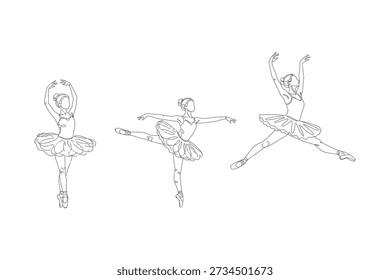 Dibujo de línea de bailarina pose de baile