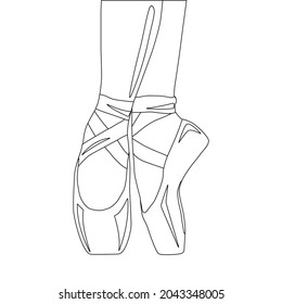 Line drawing of a ballet pointe shoes. Vector illustration.