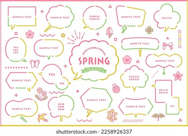 Line drawing balloon of spring colors of spring colors. This collection includes  icon, sakura, nature, speech bubble, doodles, plants and more.