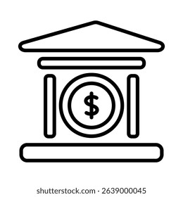 Line drawing of a bank building suitable for financial presentations, commercial brochures, real estate websites, and architectural designs.