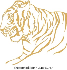Un dibujo de línea de un tigre ladrador y de aspecto fuerte