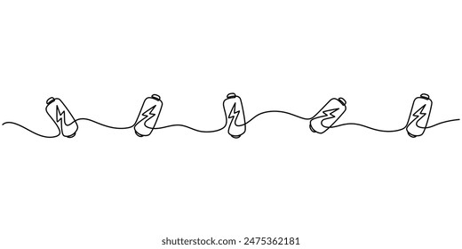 Line drawing of battery charging with lightning. Lightning symbol and electricity energy type sign in simple linear style. Doodle vector illustration