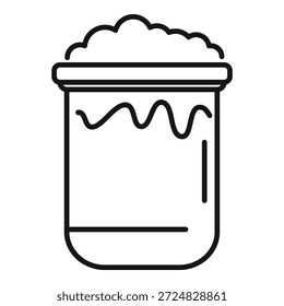 Dibujo de línea de un vaso de precipitados rebosante de una sustancia espumosa, que probablemente representa una reacción química