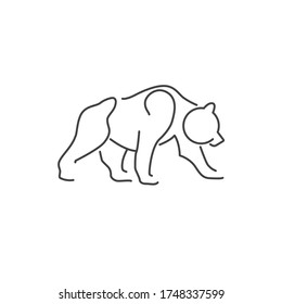 Dibujo en línea del símbolo de la caminata del oso. Logo del oso. Ilustración del vector