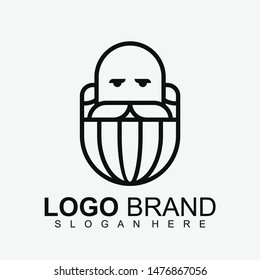 Line Drawing Bearded Man Logo For Business. People WIth Beard. Modern Design. Flat Logo. Beard Icon. Vector Illustration