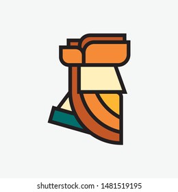 Line Drawing Bearded Man Logo For Business. People With Beard. Modern Design. Flat Logo. Beard Icon. Vector Illustration