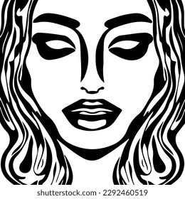 Line drawing of a beautiful face
