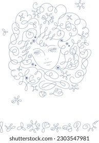 Dibujo en línea de la cara de una hermosa mujer