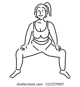 line drawing of beautiful  women fat fitness yoga