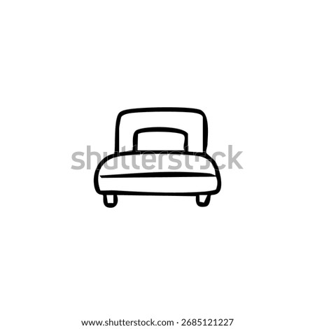 Line drawing of bed with headboard