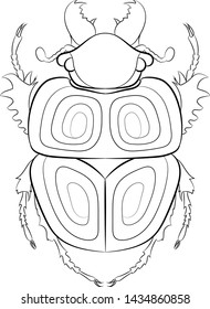 Line drawing beetle (Geotrupidae). Vector.