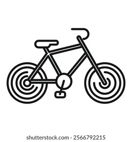 Line drawing of a bicycle with big wheels, evoking ecological transportation in an urban environment